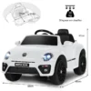 12 v elektrische kinderauto vw beetle kinderauto met muziek en 2 verlichtingsmodi incl. 2,4 g afstandsbediening (wit) 3