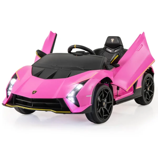 12 v gelicentieerde lamborghini kindersportwagen op batterijen afstandsbediening led verlichting audio vering 3 snelheden roze 2