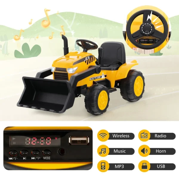 12 v graafmachine voor kinderen met verstelbare grafschep led koplampen claxon usb en zachte start voor kinderen van 3 tot 8 jaar 4