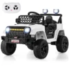 12 v kinderauto elektrisch voertuig op batterijen voor peuters afstandsbediening voor ouders 3 snelheden led lampjes muziek wit 2