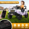 12 v kinderauto elektrisch voertuig op batterijen voor peuters afstandsbediening voor ouders 3 snelheden led lampjes muziek wit 7