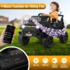12 v kinderauto elektrisch voertuig op batterijen voor peuters afstandsbediening voor ouders 3 snelheden led lampjes muziek zwart 4