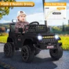 12 v kinderauto elektrisch voertuig op batterijen voor peuters afstandsbediening voor ouders 3 snelheden led lampjes muziek zwart 6
