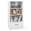 120 cm boekenkast met laden 4 niveaus opbergrek van hout staand rek (wit) 1