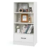 120 cm boekenkast met laden 4 niveaus opbergrek van hout staand rek (wit) 2