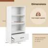 120 cm boekenkast met laden 4 niveaus opbergrek van hout staand rek (wit) 3