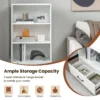 120 cm boekenkast met laden 4 niveaus opbergrek van hout staand rek (wit) 4