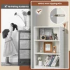 120 cm boekenkast met laden 4 niveaus opbergrek van hout staand rek (wit) 5