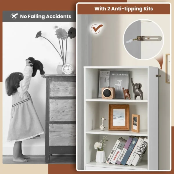 120 cm boekenkast met laden 4 niveaus opbergrek van hout staand rek (wit) 5