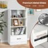 120 cm boekenkast met laden 4 niveaus opbergrek van hout staand rek (wit) 6
