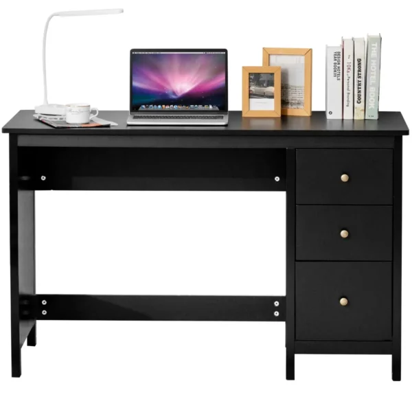 120 cm bureau met 3 laden industrieel bureau compact computerbureau met kantelbeveiliging multifunctionele werktafel zwart 2