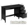 120 cm bureau met 3 laden industrieel bureau compact computerbureau met kantelbeveiliging multifunctionele werktafel zwart 4