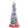 120 cm hoge kunstkerstboom gevlokte kerstboom met 225 pvc takken 100 led verlichting 2 lichtkleuren timer en 11 modi 1