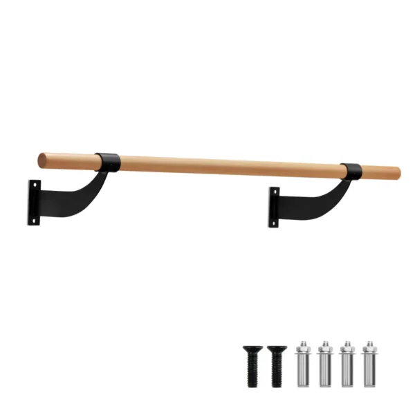 120 cm lange balletstang wandmontage dansstang van hout 38 mm diameter zwart+naturel 1