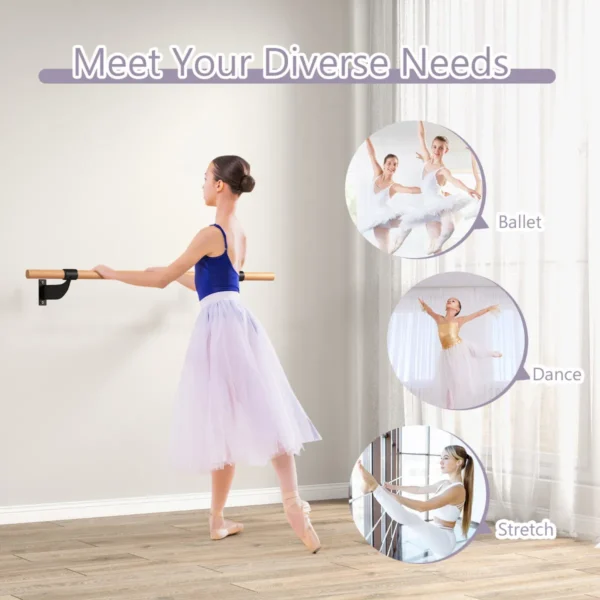 120 cm lange balletstang wandmontage dansstang van hout 38 mm diameter zwart+naturel 5