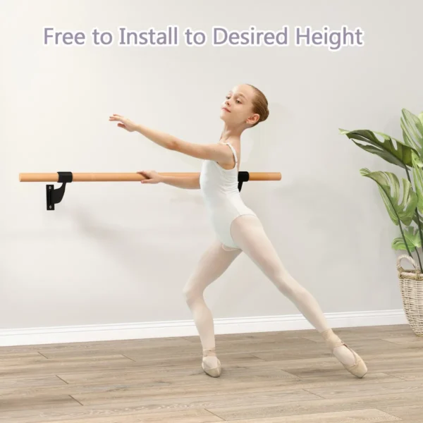120 cm lange balletstang wandmontage dansstang van hout 38 mm diameter zwart+naturel 6