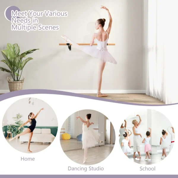 120 cm lange balletstang wandmontage dansstang van hout 38 mm diameter zwart+naturel 7