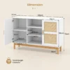 120 cm lange buffetkast dressoir met 2 bamboe stoffen deuren en 3 open planken accentconsolekast met opbergruimte wit 2