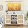 120 cm lange buffetkast dressoir met 2 bamboe stoffen deuren en 3 open planken accentconsolekast met opbergruimte wit 3