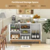 120 cm lange buffetkast dressoir met 2 bamboe stoffen deuren en 3 open planken accentconsolekast met opbergruimte wit 5