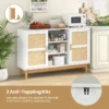 120 cm lange buffetkast dressoir met 2 bamboe stoffen deuren en 3 open planken accentconsolekast met opbergruimte wit 7