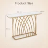 120 cm lange gouden consoletafel moderne entreetafel met wit kunstmarmeren blad en geometrische basis slanke lange banktafel 3