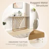 120 cm lange gouden consoletafel moderne entreetafel met wit kunstmarmeren blad en geometrische basis slanke lange banktafel 5