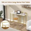 120 cm lange toegangstafel consoletafel met imitatiemarmer blad en verguld metalen onderstel moderne bijzettafel anti kantelset wit 4