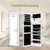 120 cm sieradenkast met volledige lengte spiegel en ingebouwde make upspiegel sieradenspiegelkast voor ringen kettinghaken oorbellen wit 3