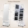 120 cm zelfdragende afsluitbare juwelenkast spiegel over de hele lengte led verlichting in 3 kleuren make upspiegel aan de binnenkant wit 3