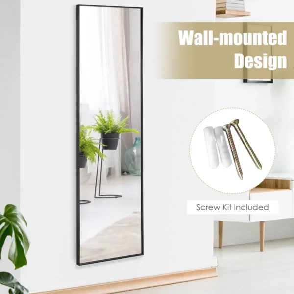 120 x 37 cm over de deur spiegel passpiegel met aluminiumlegering frame hangen aan muur/deur zwart 5