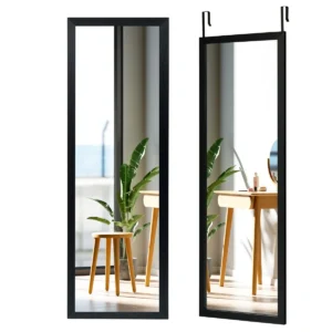 120 x 37 cm wandspiegel deurspiegel met in hoogte verstelbare hangende haakspiegel voor slaapkamer zwart 1