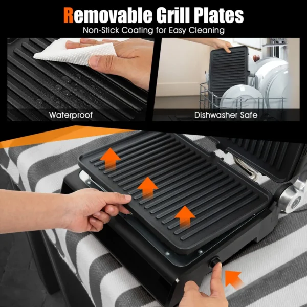 1200w 3 in 1 elektrische grillpers 4 snijders sandwichmaker met antiaanbakplaten onafhankelijke temperatuurregeling 4 uur timer 6