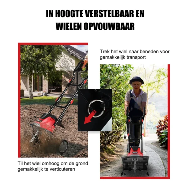 1200w elektrische helmstok en cultiver kleine cultiver met opvouwbare handgreep 10 ampère 4 bladen 22 cm werkdiepte 35 cm teeltbreedte 7