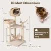 121 cm hoge krabpaal klimboom met kattenmand klimparadijs voor huiskatten natuur 3