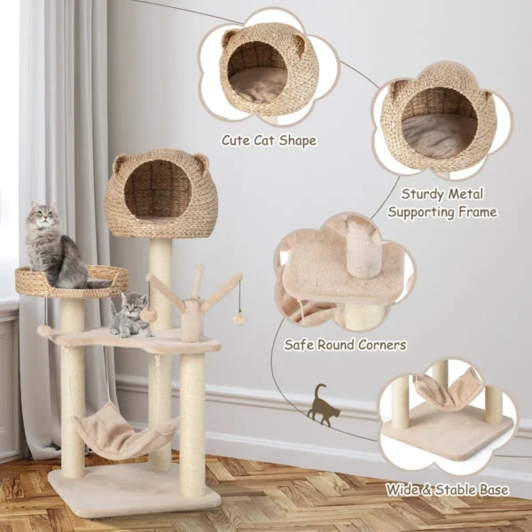 121 cm hoge krabpaal klimboom met kattenmand klimparadijs voor huiskatten natuur 4
