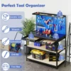 121 x 61 cm 230 kg stevige metalen werktafel met 3 geperforeerde panelen 24 ophangaccessoires voor thuis garage werkplaats donkerblauw 4