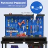 121 x 61 cm 230 kg stevige metalen werktafel met 3 geperforeerde panelen 24 ophangaccessoires voor thuis garage werkplaats donkerblauw 6