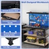 121 x 61 cm 230 kg stevige metalen werktafel met 3 geperforeerde panelen 24 ophangaccessoires voor thuis garage werkplaats donkerblauw 7