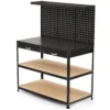 121 x 61 cm 230 kg stevige metalen werktafel met 3 geperforeerde panelen 24 ophangaccessoires voor thuis garage werkplaats zwart 2