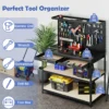 121 x 61 cm 230 kg stevige metalen werktafel met 3 geperforeerde panelen 24 ophangaccessoires voor thuis garage werkplaats zwart 4