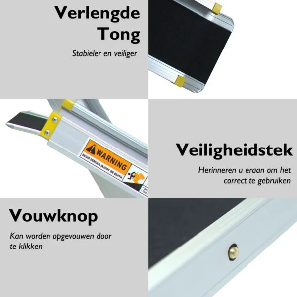 121,5 212,5cm verstelbare aluminium rolstoel oprijplaat voor zwaar gebruik ondersteuning tot 270kg in hoogte verstelbaar 6