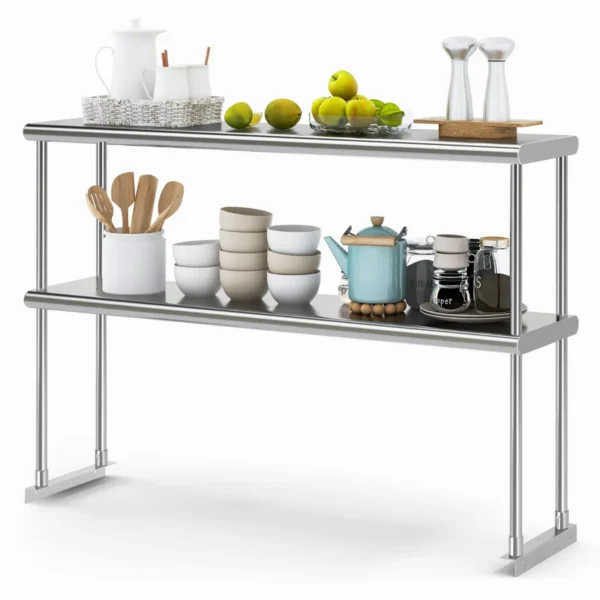 122 cm 2 niveau plank voor keukenwerktafel 430 roestvrij staal bovenblad verstelbaar onderblad van gegalvaniseerd plaatstaal 2