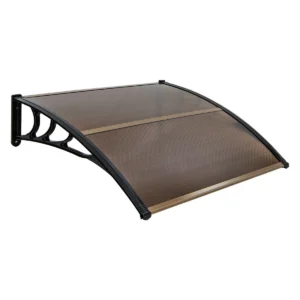 122 x 99 cm raam en deurluifel luifel voor huisdeur bescherming tegen zon/regen/sneeuw/wind polycarbonaat holle kernpaneel bruin 1