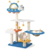 124 cm krabpaal met ruimtethema ufo zitstok ruimtecapsule sisal krabpalen wolken en sterrenplatforms kattenkrabpaal blauw 2