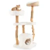 124 cm massief houten krabpaal jute krabpaal kattenverblijf pluche zitstok modern meubilair voor binnenkatten 2
