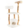 124 cm massief houten krabpaal jute krabpaal kattenverblijf pluche zitstok modern meubilair voor binnenkatten 3