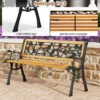 126 cm lange tuinbank parkbank met gegoten metalen frame en houten zitting ergonomische bank voor 3 personen natuur 3