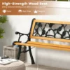 126 cm lange tuinbank parkbank met gegoten metalen frame en houten zitting ergonomische bank voor 3 personen natuur 4