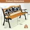 126 cm lange tuinbank parkbank met gegoten metalen frame en houten zitting ergonomische bank voor 3 personen voor tuin 2